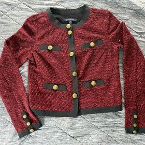Brooks Brothers Red Tweed Blazer with Black Trim